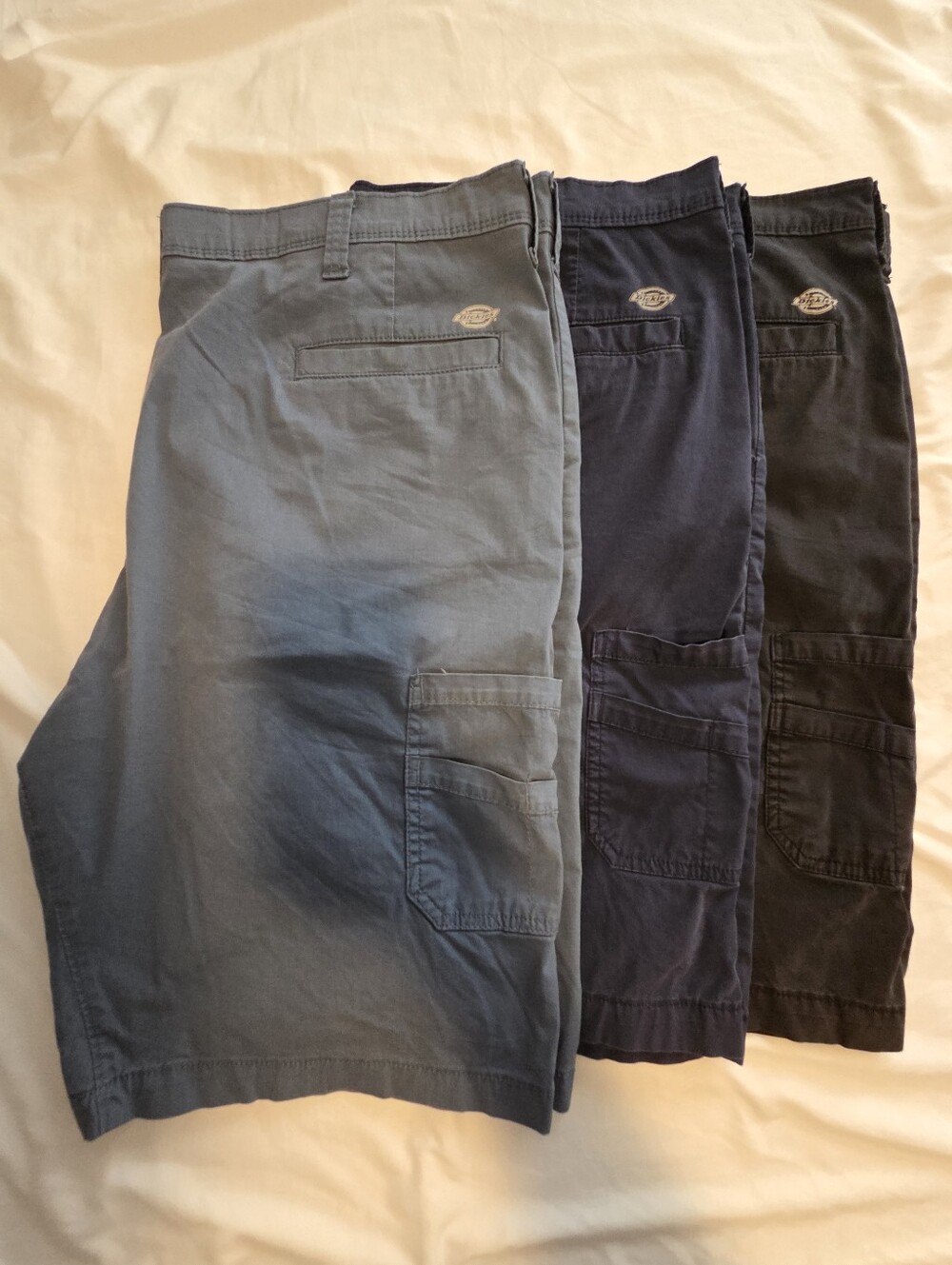 Lot Of 3 Dickies Men's Cooling Temp IQ Cargo Shorts Light Blue, Black, and Navy